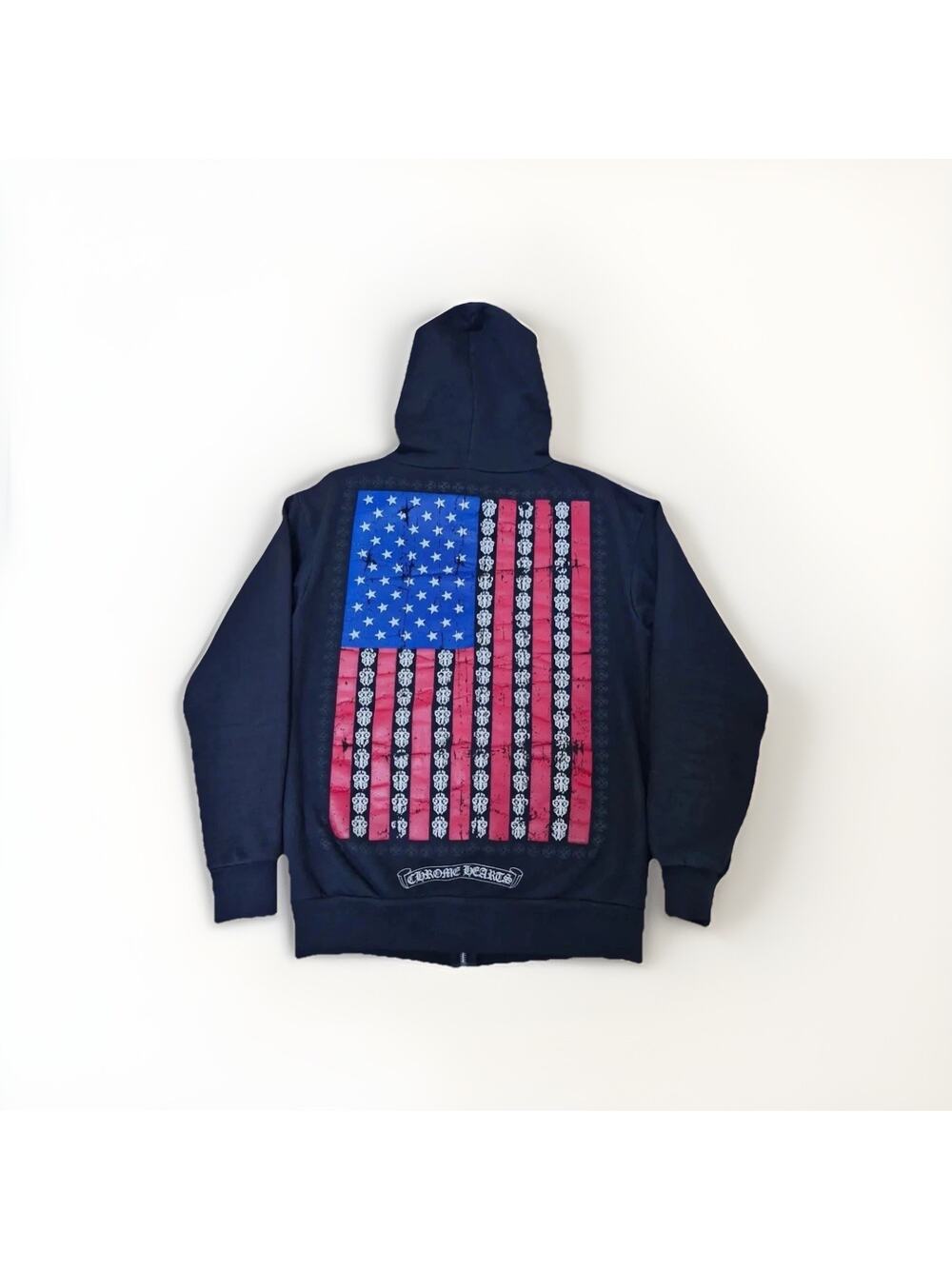 Chrome Hearts USA American Flag Dagger Zip Up Hoodie Black Large NWT Made in USA